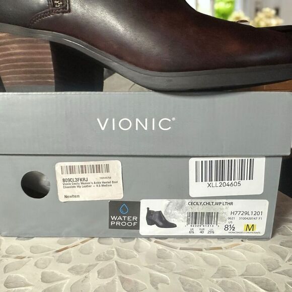 Vionic $170 Cecily Waterproof Leather Ankle Boot Dual Zip Orthotic Support Women - Picture 14 of 16